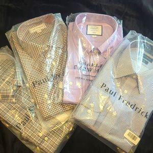 Men's patterned designer dress shirts (lot of 4) Paul Fredrick, Charles Tyrwhitt